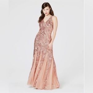 Elegant Pink Sequin Prom Dress